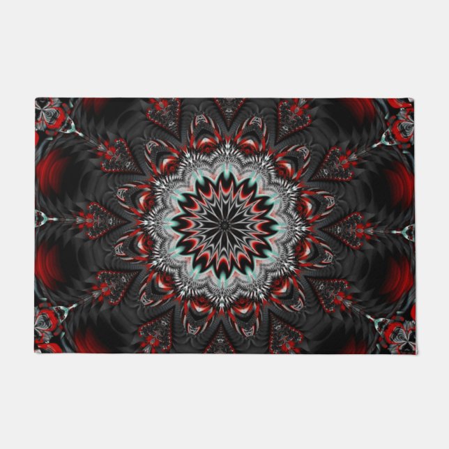 Red Grey Decorative Doormat (Front)