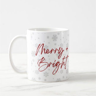 Red Grey Elegant MinimalistSnowflake Christmas Hol Coffee Mug