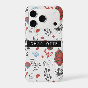 Red Grey Flower Plant Pattern Personalised