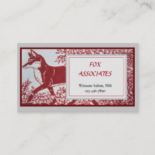 Red Grey Fox Ceramic Tile Design Elegant Animal Business Card