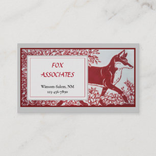 Red Grey Fox Ceramic Tile Design Elegant Animal Business Card