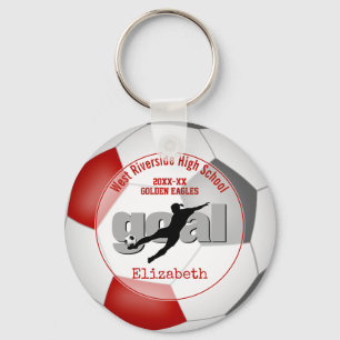red grey girls soccer goal team spirit sports key ring