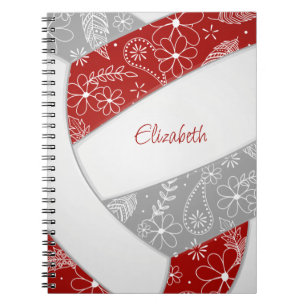 red grey girly boho sports volleyball notebook