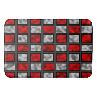 Red Grey Glass Tiles Bath Mat