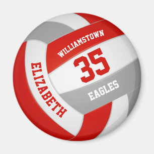 red grey school colours volleyball magnet