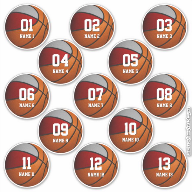 red grey set of 13 basketball kids team gifts (Front)