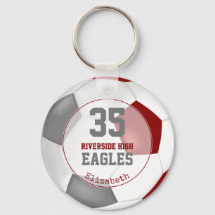 red grey simple soccer ball girls' team spirit key ring