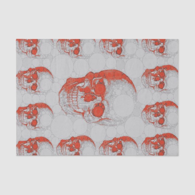 Red Grey Skulls Tissue Paper (Front)