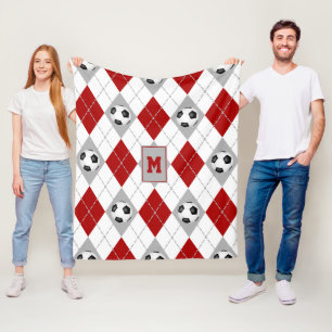 red grey soccer team colours argyle fleece blanket