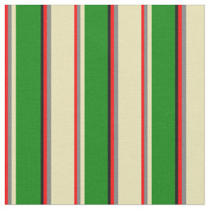 Red, Grey, Tan, Green, and Black Coloured Lines Fabric