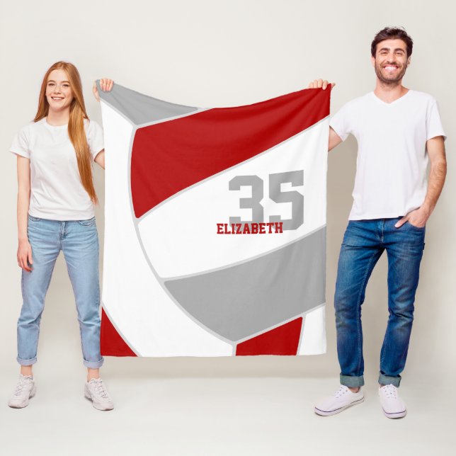 red grey team colours ginormous volleyball fleece blanket (In Situ)