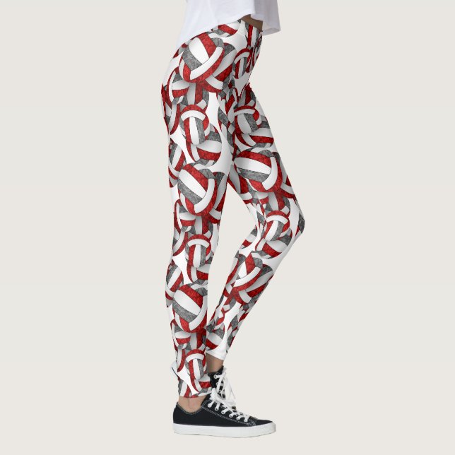 red grey team colours spirit volleyballs pattern leggings (Right)