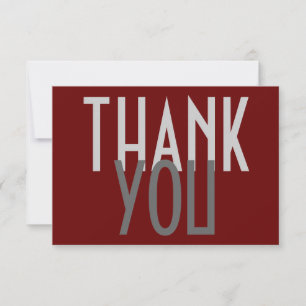 Red Grey Thank You Modern Minimalist Plain