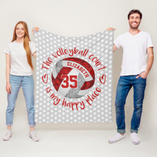 red grey The volleyball court is my happy place Fleece Blanket