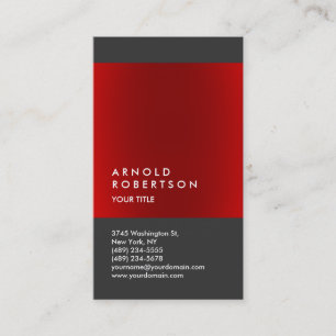 Red Grey Trendy Elegant Professional Business Card