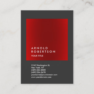 Red Grey Trendy Large Professional Business Card