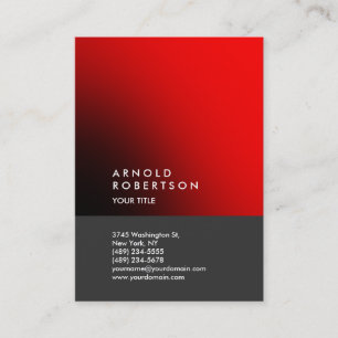 Red Grey Trendy Large Professional Business Card