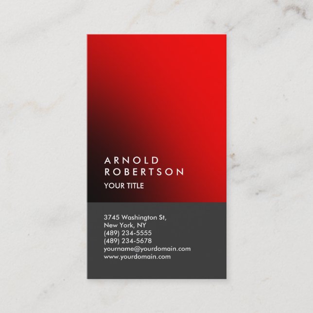 Red Grey Trendy Modern Professional Business Card (Front)