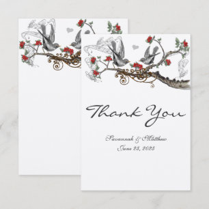 Red & Grey Vintage Birds Wedding Invite