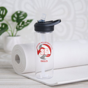 red grey volleyball club colours custom team name water bottle