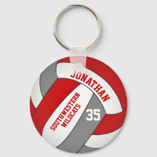 red grey volleyball player and team name key ring