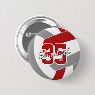 red grey volleyball team party gifts 6 cm round badge