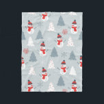 Red Grey & White Christmas Snowman Pattern Fleece Blanket<br><div class="desc">White grey and red Christmas snowman trees snowflakes,  cool christmas winter pattern.</div>