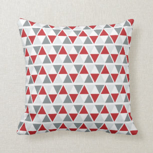 Red Grey White Geometric Pattern Cushion