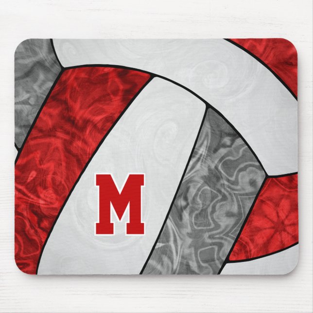 red grey white volleyball team colours girls mouse pad (Front)