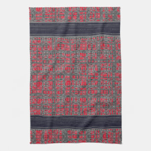 Red & Grey X's and O's Pattern Kitchen Towel