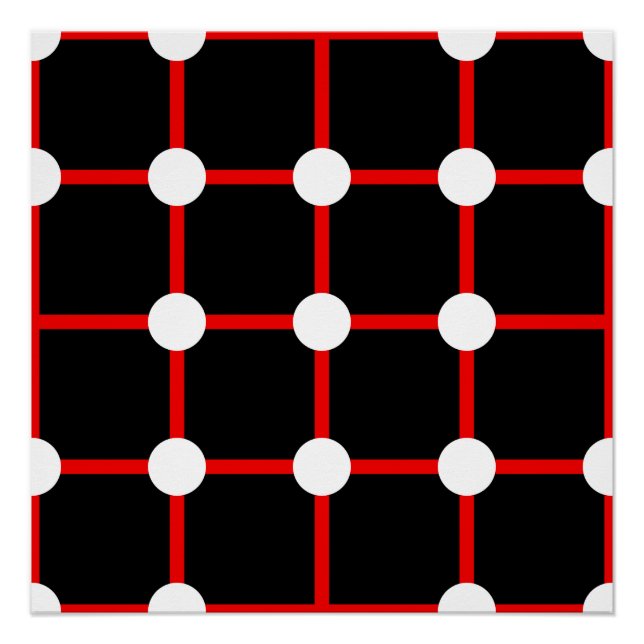Red Grid and White Dot Pattern on Black Poster (Front)