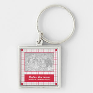 Red Grid Photo Key Ring
