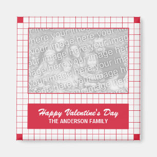 Red Grid Photo Magnet