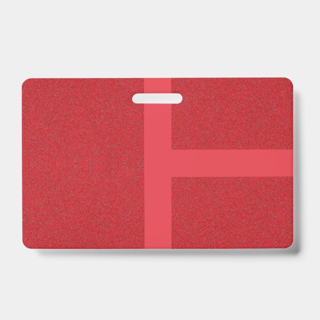 Red Grid Stripe Badge for Events – Customisable ID Badge (Front)