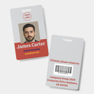 Red-Gris Employee Photo ID Company Security Badge