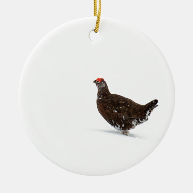 Red grouse ceramic tree decoration (Front)