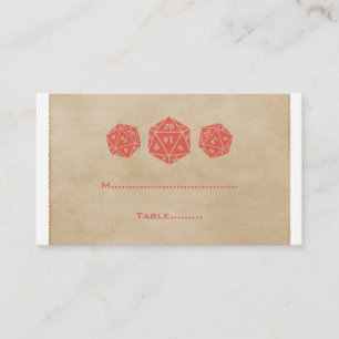 Red Grunge D20 Dice Gamer Place Card