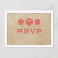 Red Grunge D20 Dice Gamer RSVP Postcard