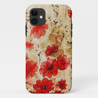 Red Grunge Floral iPhone 11 Case