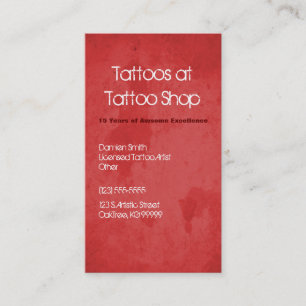 Red Grunge Tattoo Profile Business Card