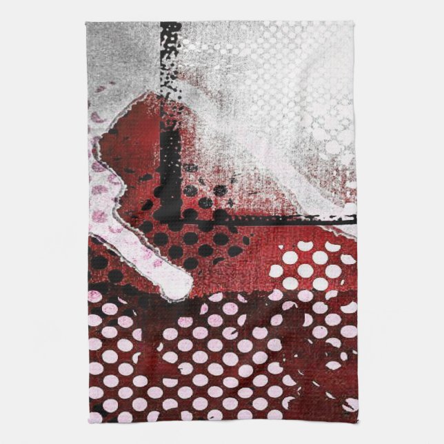 Red Grunge Tea Towel (Vertical)