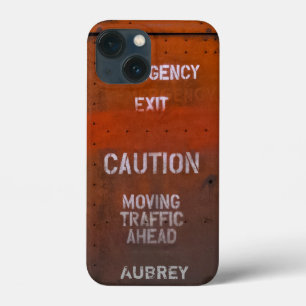 Red Grungy Emergency Exit Custom Name iPhone 13 Mini Case