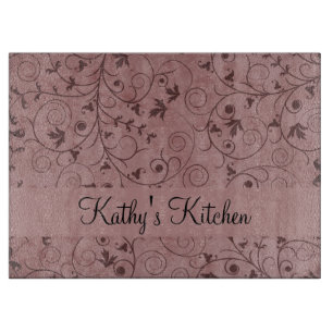 Red Grungy Floral Cutting Board