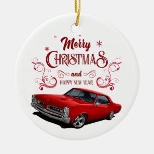 Red GTO Christmas Car Ceramic Ornament