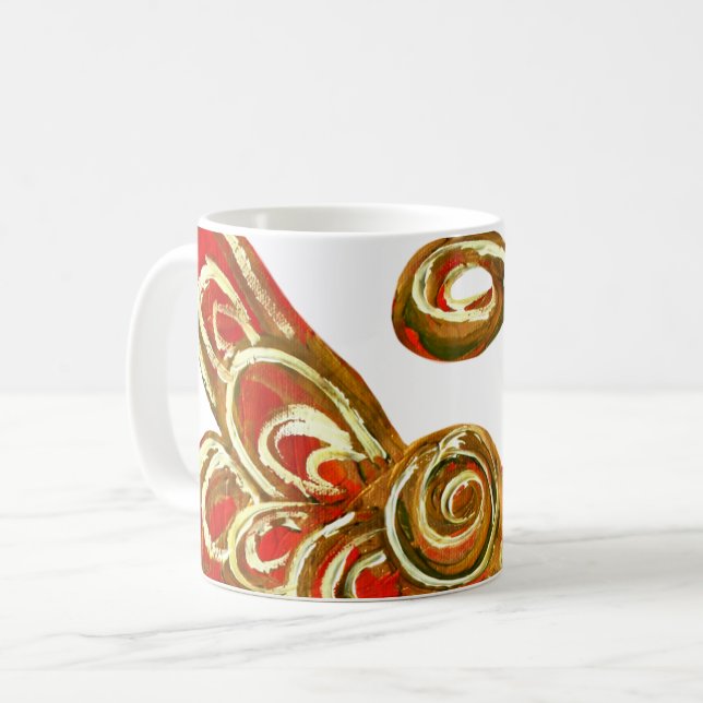 Red Guardian Angel Custom Art Coffee Mug Cup (Front Left)