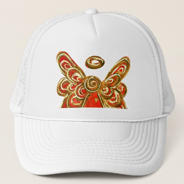 Red Guardian Angel Custom Art Hat or Cap (Front)