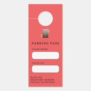 Red Guest Parking Pass Custom Logo Mirror Door Hanger