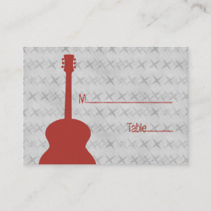 Red Guitar Grunge Place Card