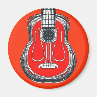 Red Guitar Monster Face Magnet