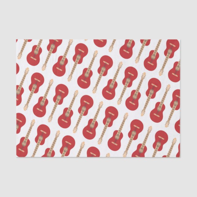 Red Guitar Pattern Tissue Paper (Front)